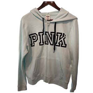 Victoria's Secret PINK Mint Zip Up Hoodie Sweatshirt Women's Size L